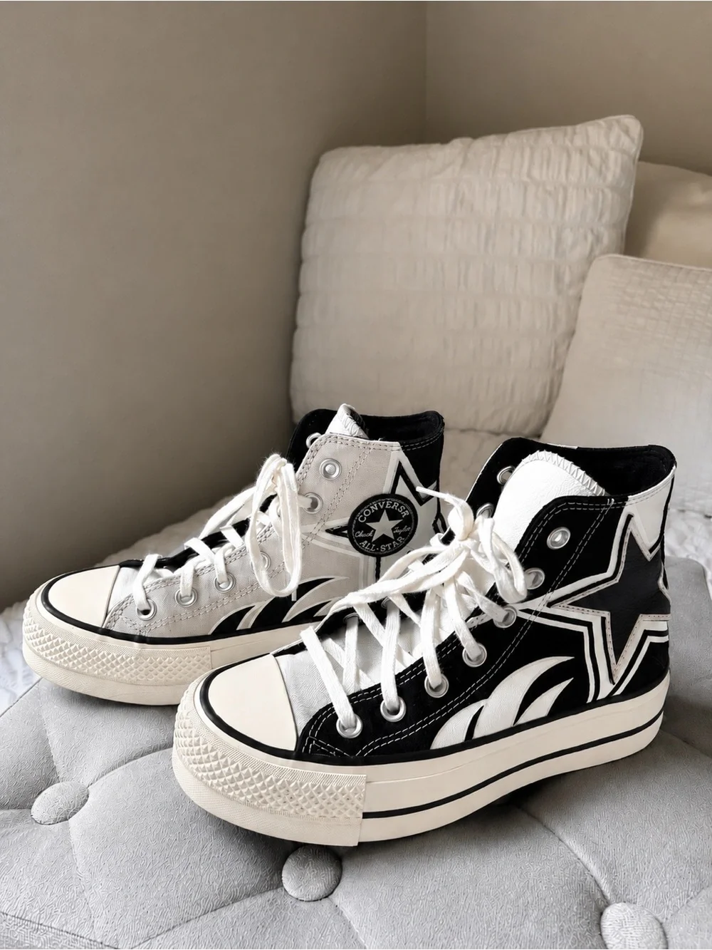 Converse Chuck Taylor All Star Lift Platform Moto “Pale Putty” Rare High Tops - Picture 2 of 6